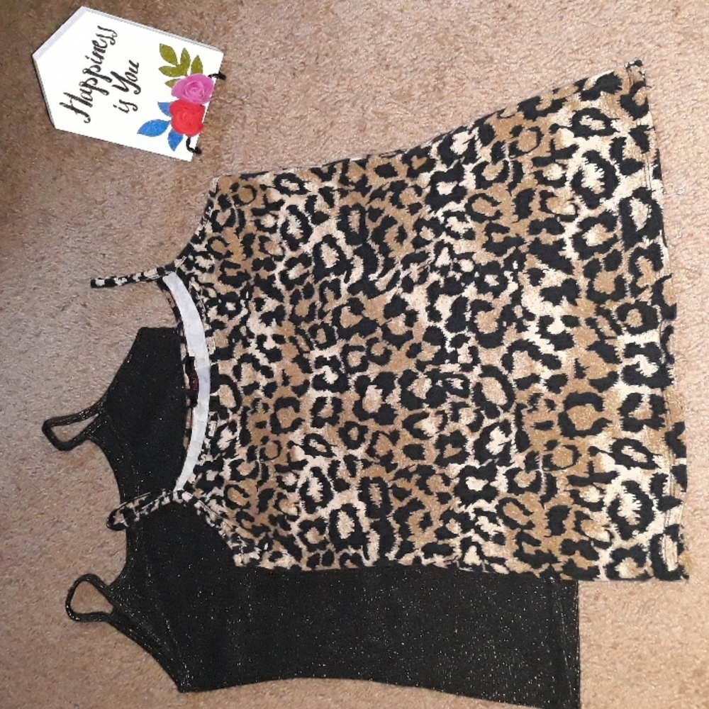 Size S, Blk & Animal Print (Lot of 2) Top